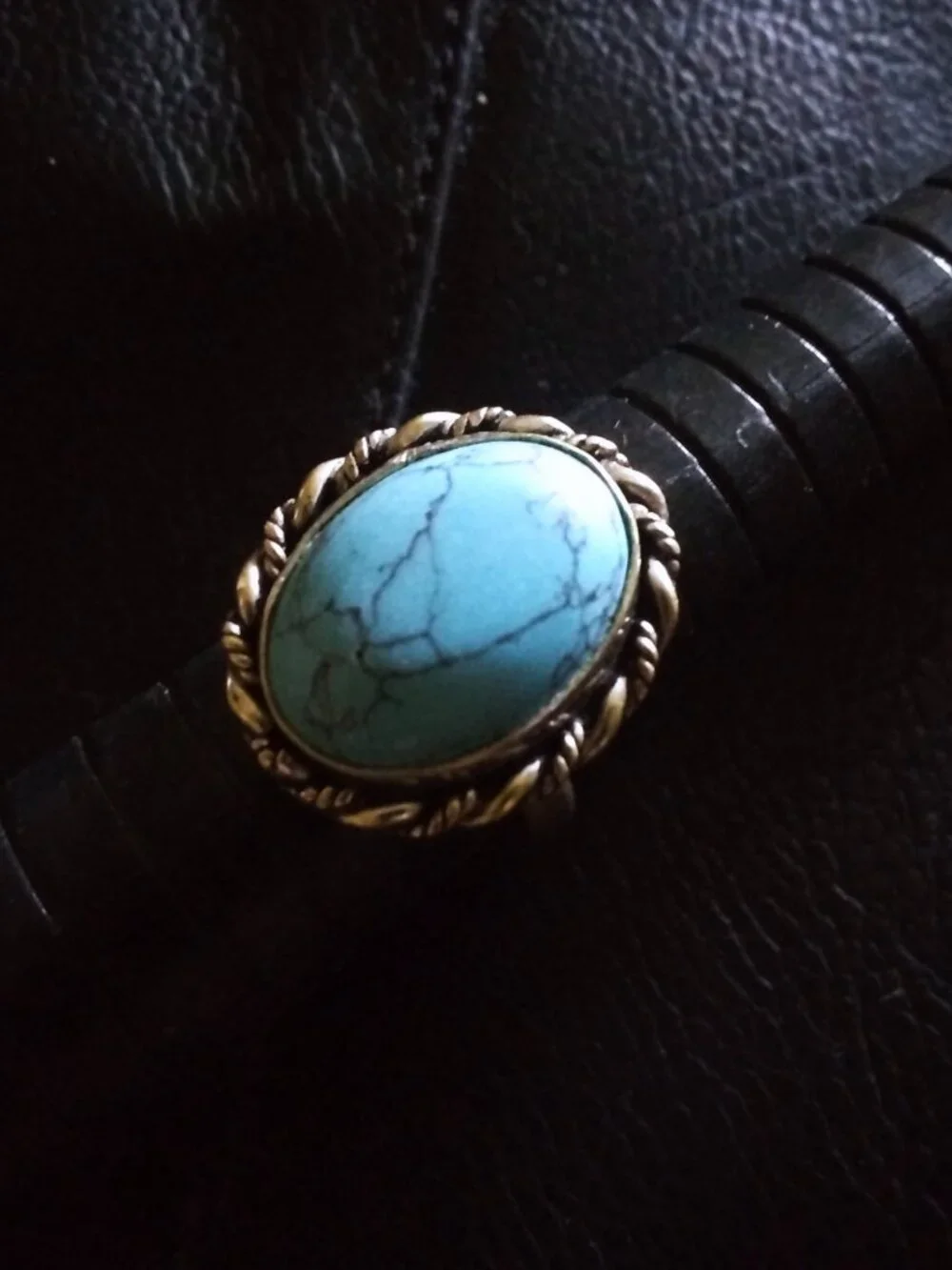 Sz 7 ~ Deep Aqua Turquoise Howlite Ring - Boho Southwestern Beachy Casual